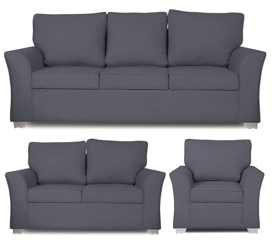 Adorn India Alexia 3+2+1 Six Seater Sofa Set (Dark Grey)