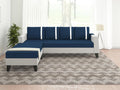 Ashley Stripes Leatherette Fabric L Shape 5 Seater Sofa Set LHS (Blue & White)
