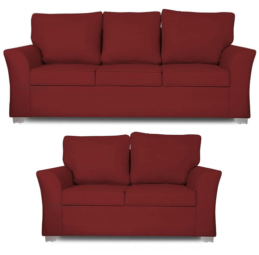 Adorn India Alexia 3+2 Five Seater Sofa Set (Maroon)