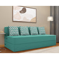 Adorn India Easy 4 Seater Sofa Cum Bed (Rhombus Pattern) Chennile Fabric - Washable Cover - Including 4 Cushion - Size 6' x 6' Ft (Aqua Blue Color) Perfect for Home & Office for Guests