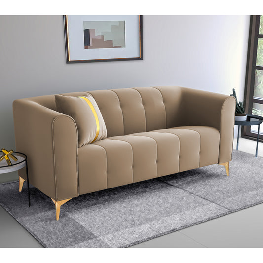 Adorn India Premium Mystic - 3 Years Warranty - 2 Seater Sofa Velvet Suede Fabric - Beige