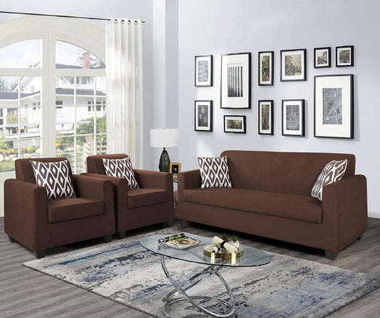 Adorn India Blazer Plus 3-1-1 Five Seater Sofa Set (Brown)