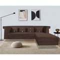 Premium Raygan L Shape 6 Seater Sofa Set Right Side (Velvet Fabric Colour Brown)