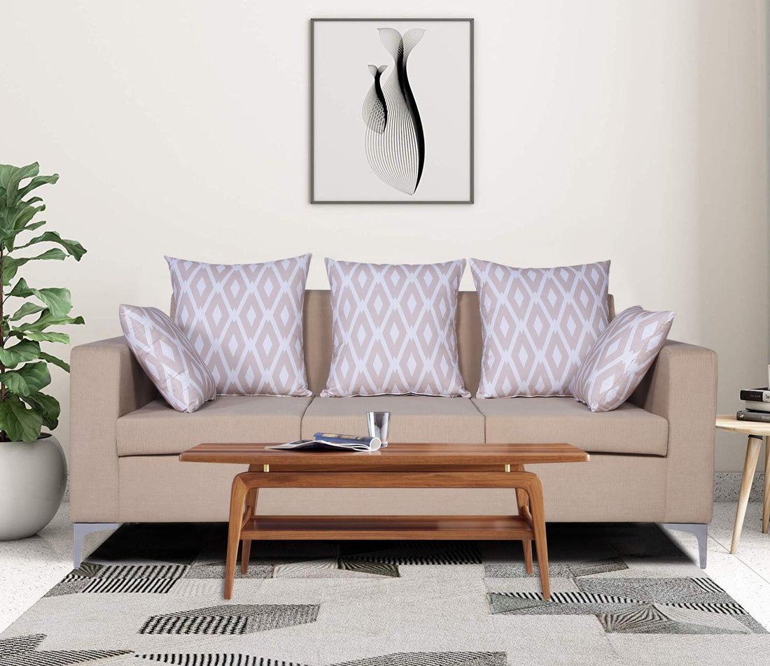 Adorn India Anigma 3 Seater Sofa (Beige)