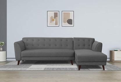 Adorn India (3 Years Warranty Leaf 6 Seater Corner Sofa Right Hand Side (Grey)