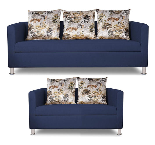 Adorn India Alita 3+2 Compact 5 Seater Sofa Set (Blue)