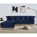 Premium Raygan L Shape 6 Seater Sofa Set Left Side (Velvet Fabric Colour Blue)