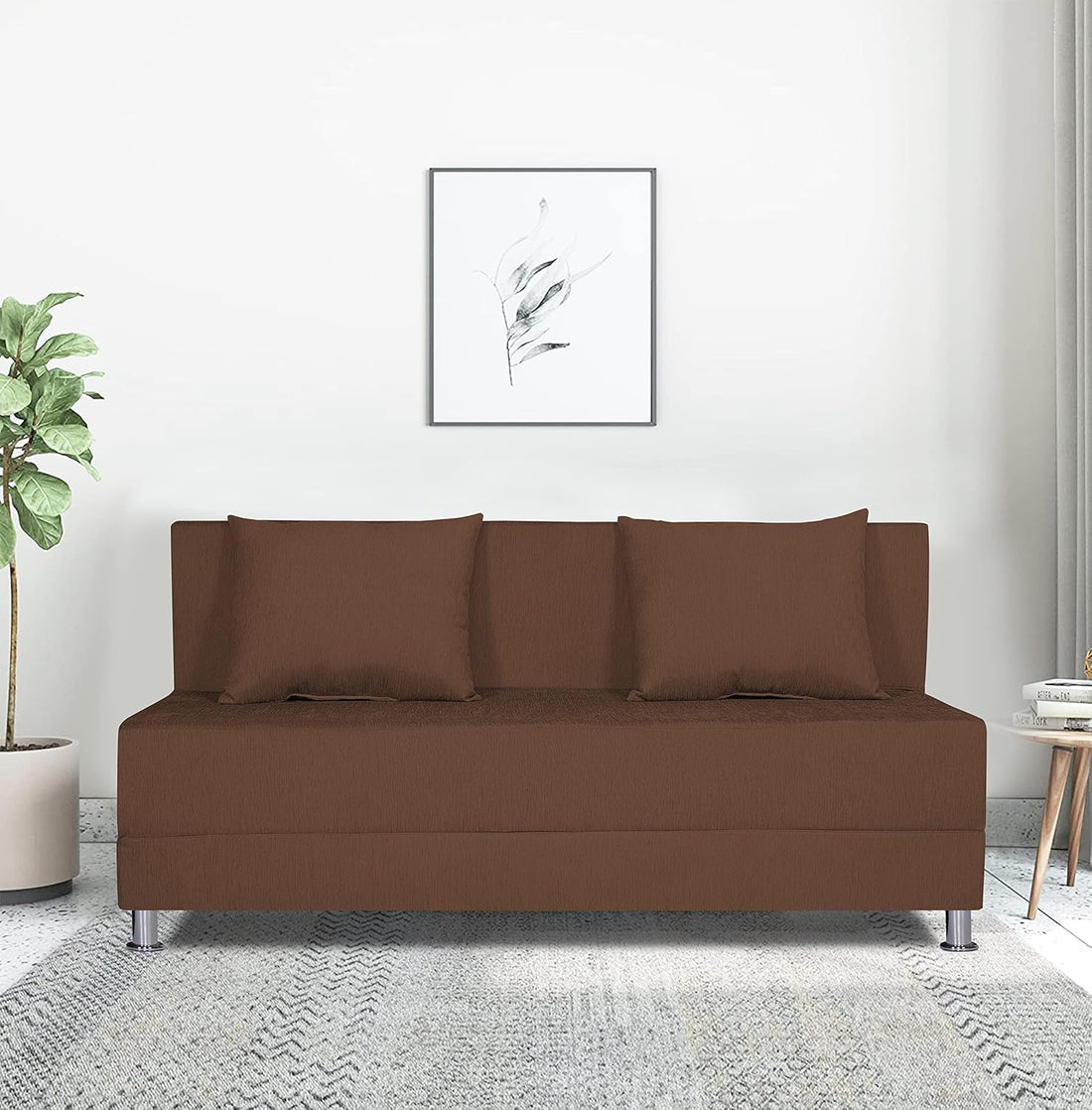 Adorn India Easy Alyn Plus Decent 3 Seater Sofa Cum Bed (5X6) (Brown) (1 Year Warranty)