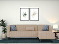 Adorn India Premium Laurel L Shape 5- to 6-Person Sofa Set (RHS) (Beige) (3 Year Warranty)