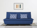 Adorn India Arden 4 Seater Rhombus Sofa Cum Bed 4 X 6 (Blue) (3 Year Warranty)