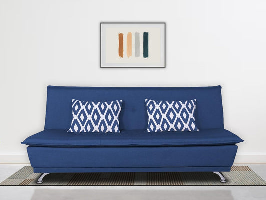 Adorn India Arden 4 Seater Rhombus Sofa Cum Bed 4 X 6 (Blue) (3 Year Warranty)