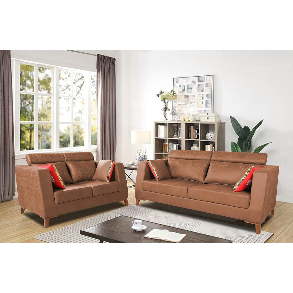 Premium Pluto 3+2 5 Seater Sofa Set (Tan)