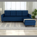 Adorn India Darcy L Shape 5 Seater Sofa Set (RHS) (Blue) (3 Year Warranty)