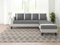 Ashley Stripes Leatherette Fabric L Shape 5 Seater Sofa Set RHS (Grey & White)