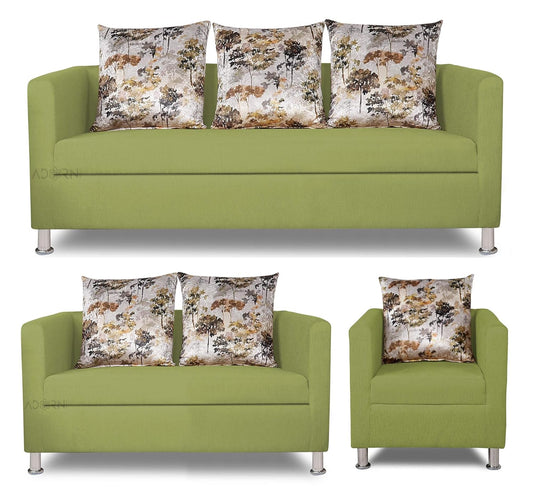 Adorn India Alita 3+2+1 Compact 6 Seater Sofa Set (Green)