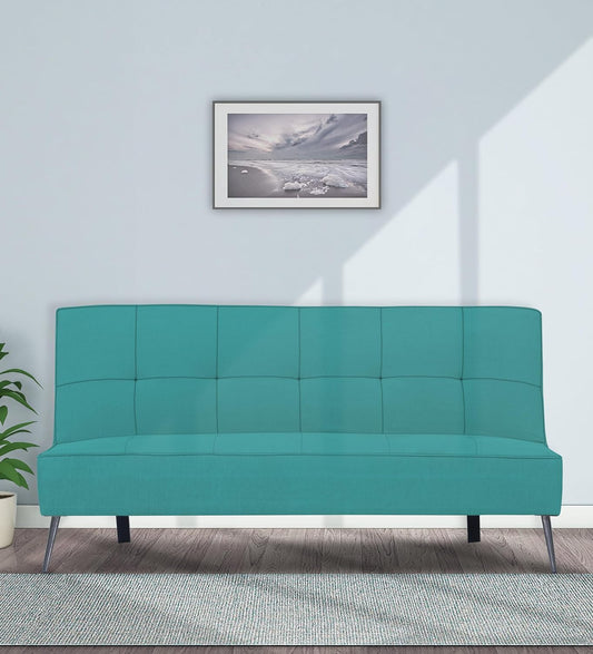 Adorn India Benjamin 3 Seater Sofa Cum Bed (Aqua Blue) (3 Year Warranty)