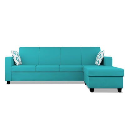 Adorn India Wood Monteno L Shape 5 Seater Sofa Set Rhs(Aqua Blue)