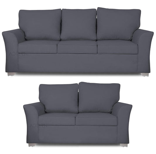 Adorn India Alexia 3+2 Five Seater Sofa Set (Dark Grey)