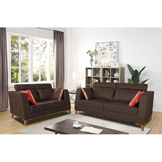 Adorn India Premium Pluto 3+2 Five Seater Sofa Set (Brown)