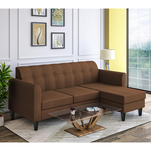 Adorn India Rio Elegant L Shape 4 Seater Sofa Set (Brown) - 4 Seater, Wood