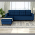 Adorn India Darcy L Shape 5 Seater Sofa Set (LHS) (Blue) (3 Year Warranty)