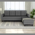 Adorn India Darcy L Shape 5 Seater Sofa Set (RHS) (Grey) (3 Year Warranty)