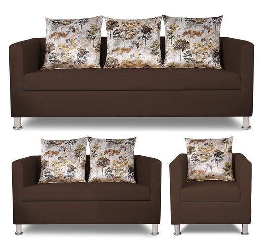 Adorn India Alita 3+2+1 Compact 6 Seater Sofa Set (Brown, Wood)