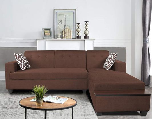 Adorn India Blazer L Shape 6 Seater Sofa Set (Right Side) (Brown)