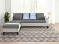 Ashley Digital Print Leatherette Fabric L Shape 5 Seater Sofa Set LHS (Grey & White)