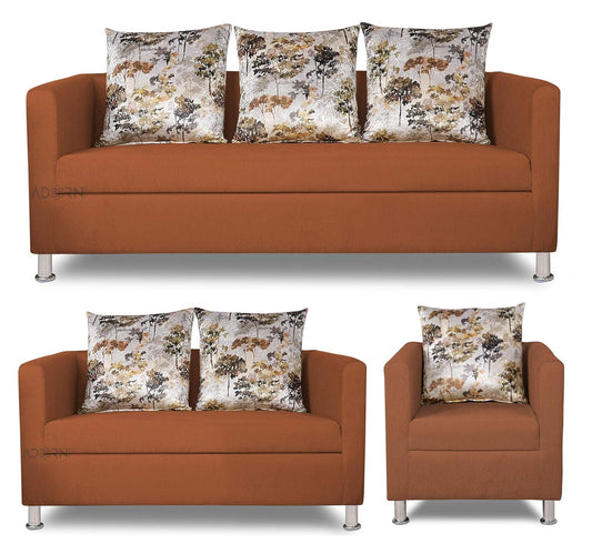 Adorn India Alita 3+2+1 Compact 6 Seater Sofa Set (Rust)