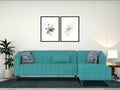 Adorn India Premium Laurel L Shape 6 Seater Sofa Set (RHS) (Aqua Blue) (3 Year Warranty)