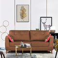 Adorn India Premium Phoenix 3 Seater Sofa (Leatherette Suede Fabric Colour Tan)