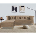 Premium Raygan L Shape 6 Seater Sofa Set Left Side (Velvet Fabric Colour Camel)
