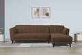 Adorn India (3 Years Warranty Leaf 6 Seater Corner Sofa Right Hand Side (Brown)