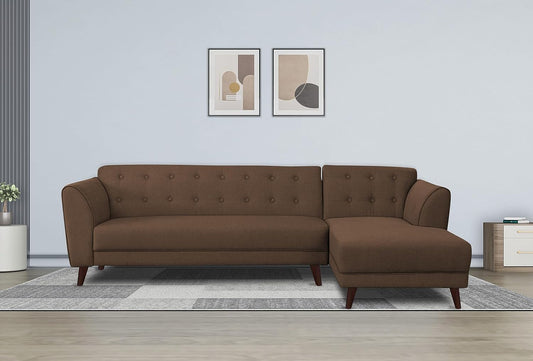 Adorn India (3 Years Warranty Leaf 6 Seater Corner Sofa Right Hand Side (Brown)