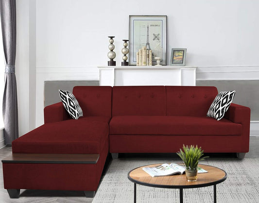 Adorn India Blazer L Shape 6 Seater Sofa Set (Left Side) (Maroon)