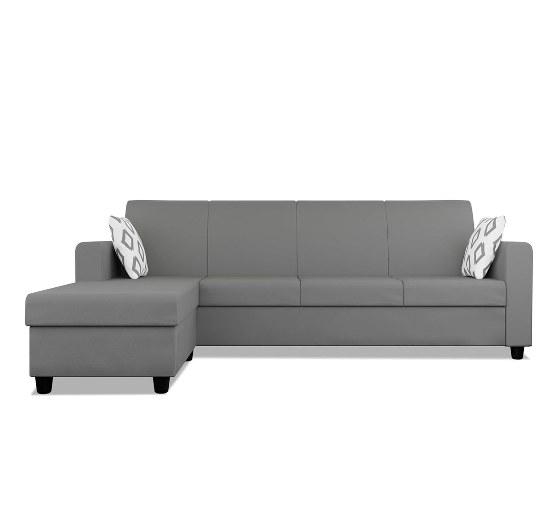 Adorn India Monteno L Shape 5 Seater Sofa Set LHS(Grey) (3 Year Warranty)