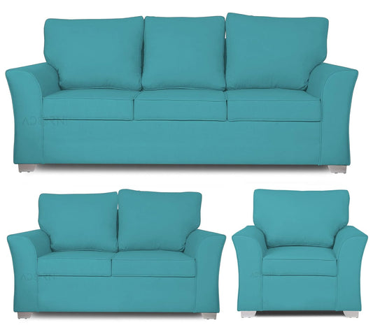 Adorn India Alexia 3+2+1 Six Seater Sofa Set (Aqua Blue)