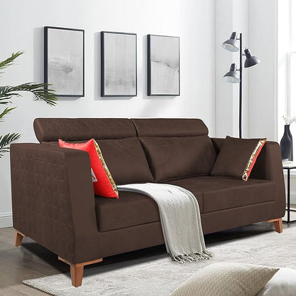 Adorn India Premium Pluto 3 Seater Sofa (Brown)