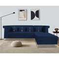 Premium Raygan L Shape 6 Seater Sofa Set Right Side (Velvet Fabric Colour Blue)