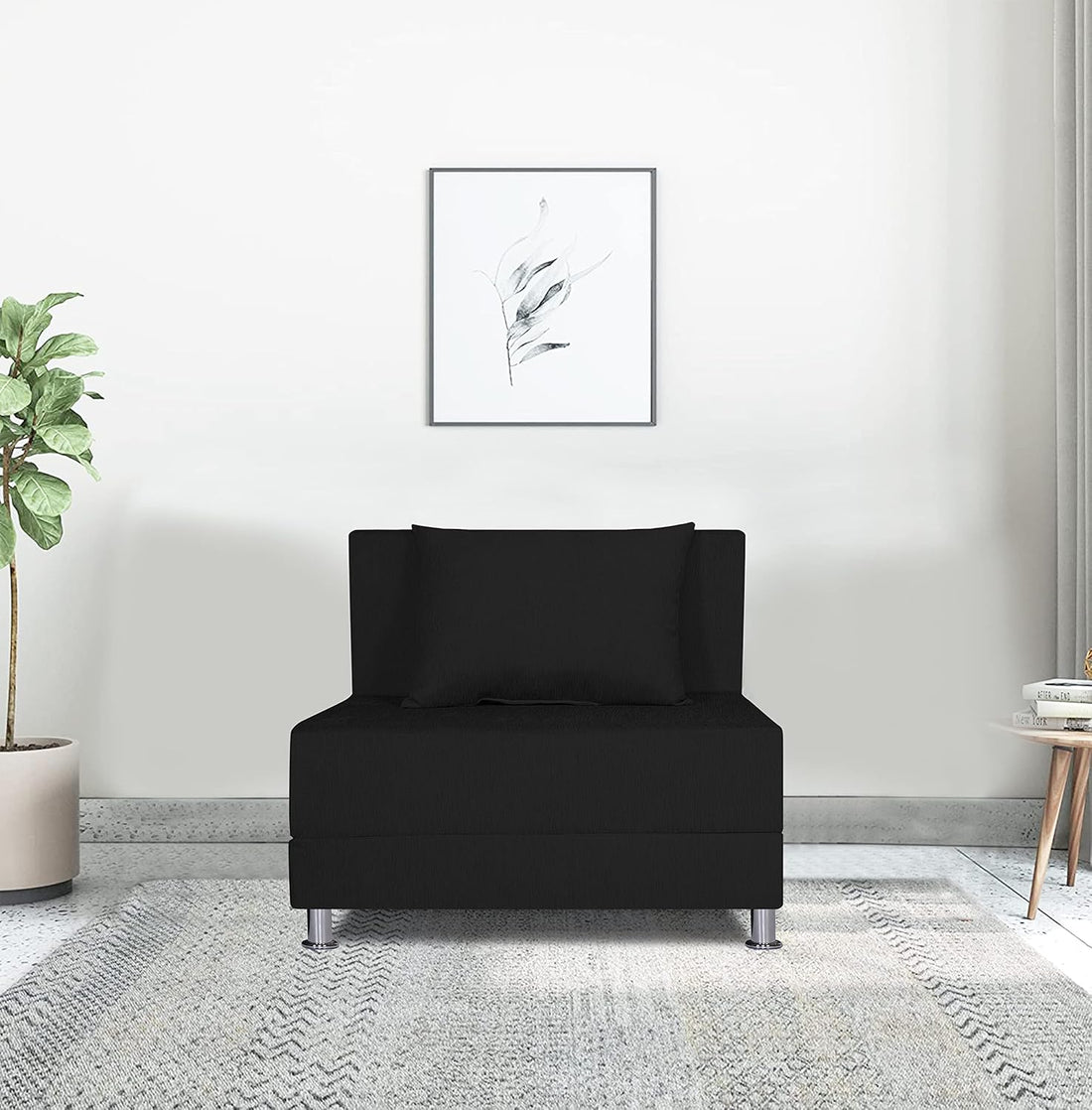 Adorn India Easy Alyn Plus Decent 2 Seater Sofa Cum Bed (3x6) (Black) (1 Year Warranty)