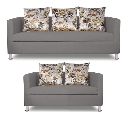 Adorn India Alita 3+2 Compact 5 Seater Sofa Set (Light Grey)