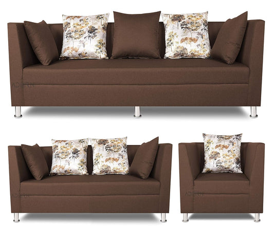 Adorn India Alica 3+2+1 Six Seater Sofa Set (Brown)