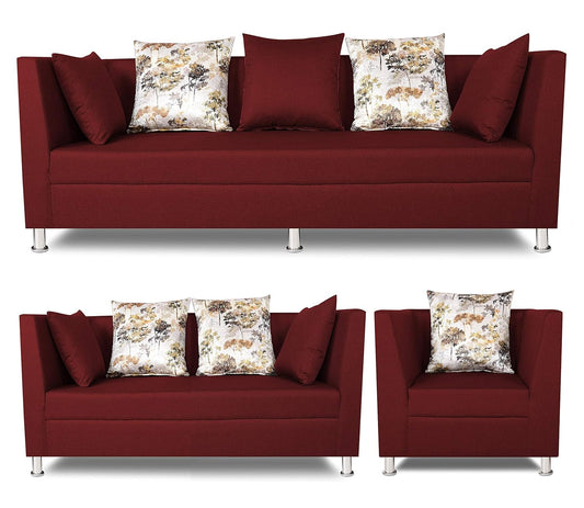 Adorn India Alica 3+2+1 Six Seater Sofa Set (Maroon)