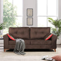 Adorn India Premium Aslaug 3 Seater Sofa (Leatherette Suede Fabric Colour Brown)