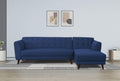 Adorn India (3 Years Warranty Leaf 6 Seater Corner Sofa Right Hand Side (Blue)