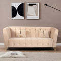 Adorn India Premium Lotus 3 Seater Sofa (Velvet Fabric Colour Beige)