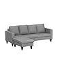 Adorn India Chandler Plain L Shape 5 Seater Sofa Set LHS (Grey) (3 Year Warranty)