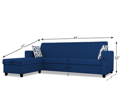 Adorn India Monteno L Shape 5 Seater Sofa Set LHS(Blue)