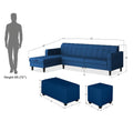 Rio Elegant L Shape 8 Seater Sofa Set with Center Table and 2 Ottoman Puffy (LHS) (Blue)